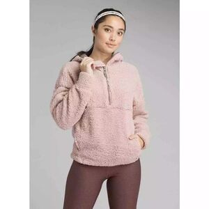 Prana Permafrost Half Zip Sherpa Hoodie Sweater Pocket Pullover Sherpa in Beige